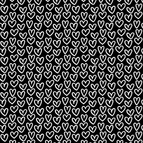 hearts inverted :: marker doodles black and white monochrome
