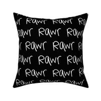 rawr inverted :: marker doodles black and white monochrome typography