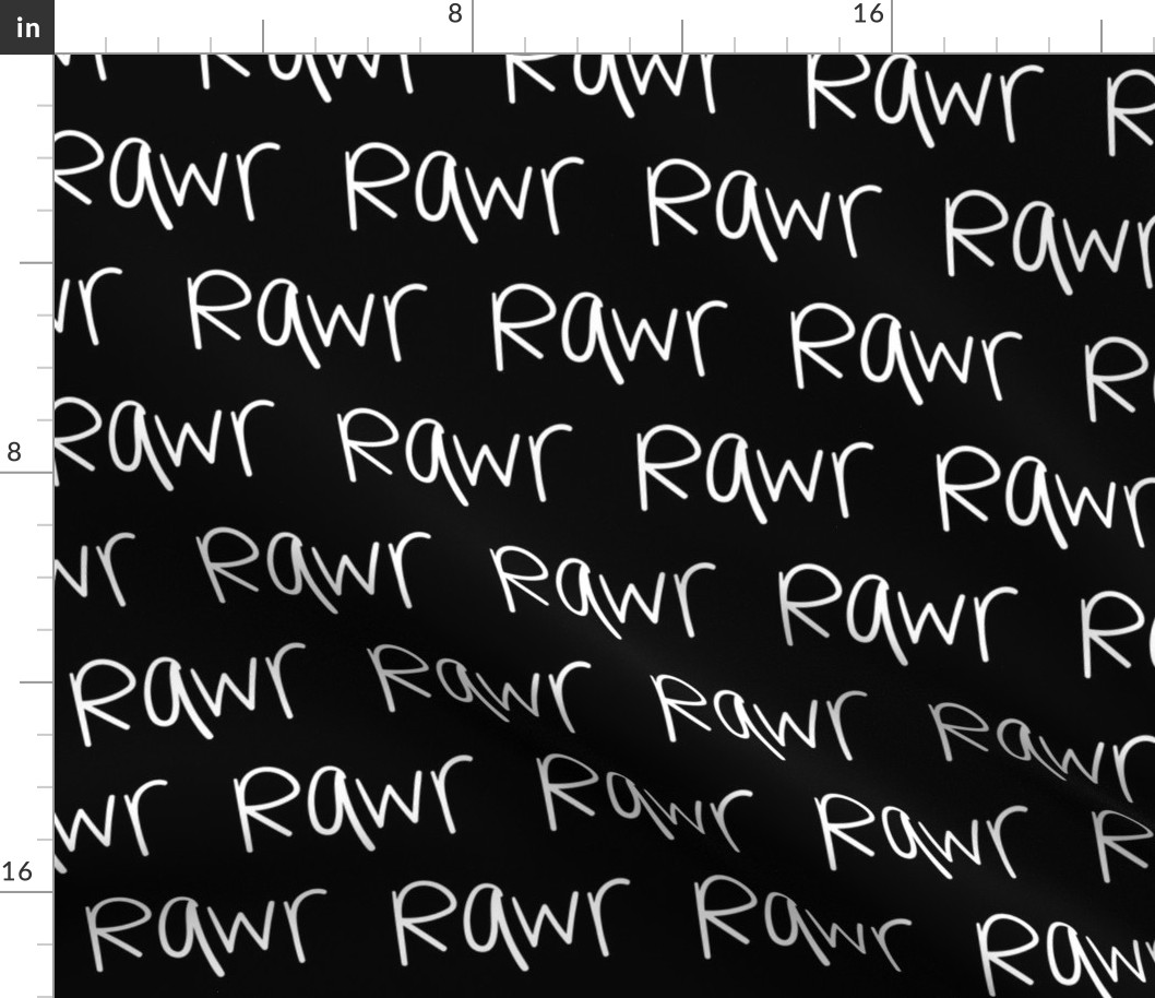 rawr inverted :: marker doodles black and white monochrome typography