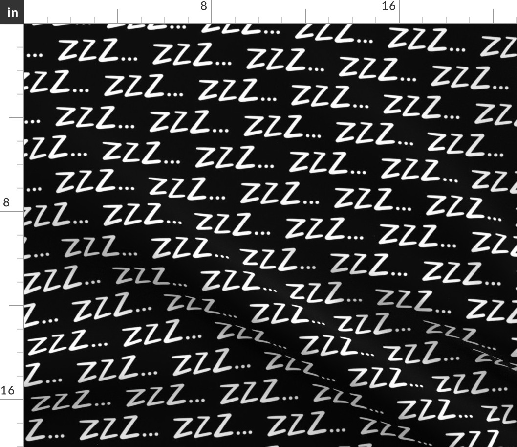 zzz sleepy z's inverted :: marker doodles black and white monochrome typography