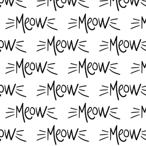 meow :: marker doodles cats kittens whiskers black and white monochrome typography