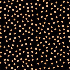 Twinkling Persimmon Dots on Deep Black - Medium Scale