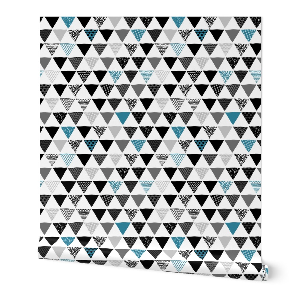 Geometric tribal aztec triangle indigo blue modern patterns