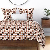 Abstract moon cycle phase Scandinavian minimal retro circle design copper brown autumn