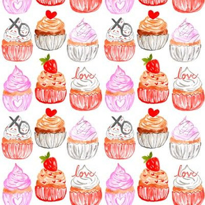 4" Valentine Cupcakes // White