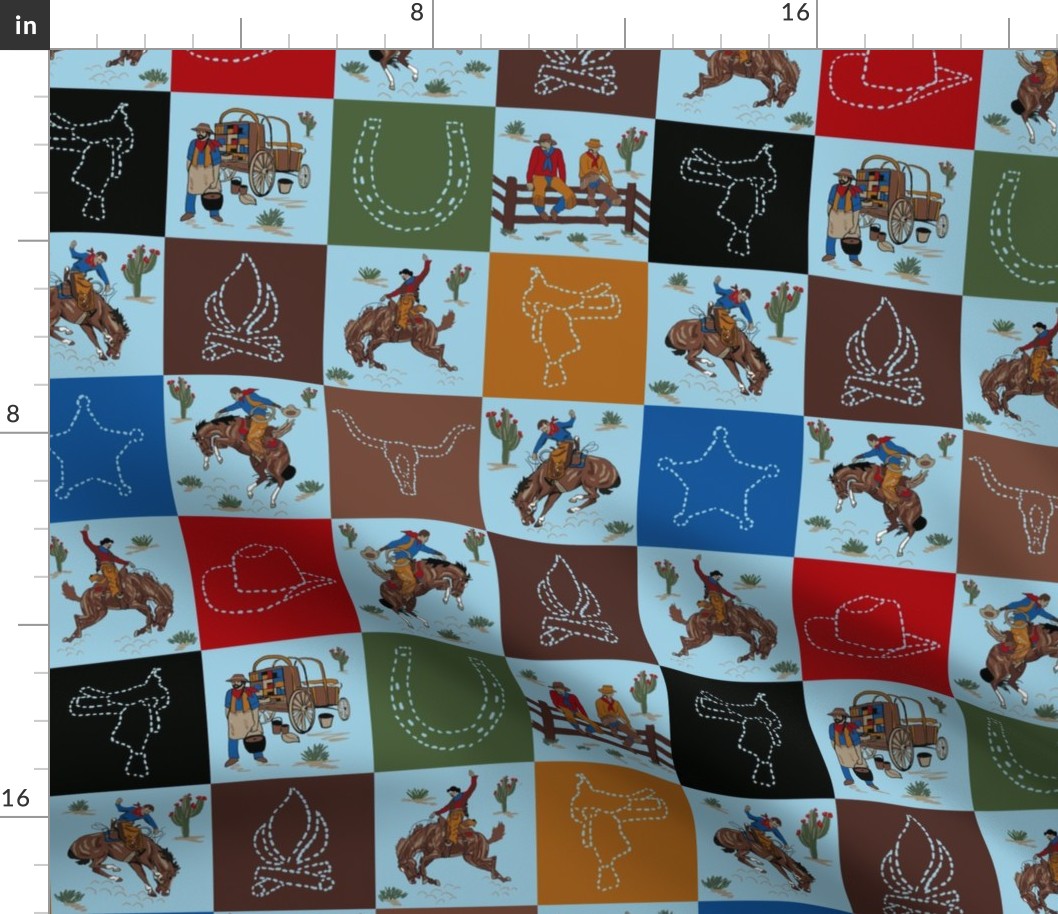 cowboy quilt blue