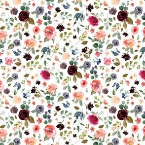 4" Charlotte Free Falling Florals - White