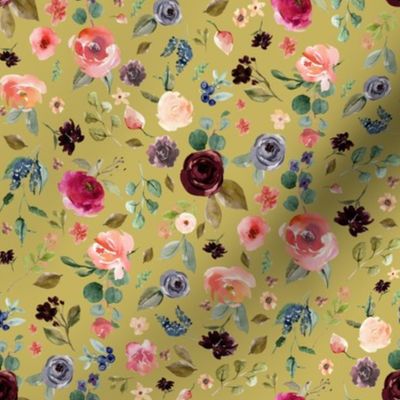 8" Charlotte Free Falling Florals - Burnt Gold