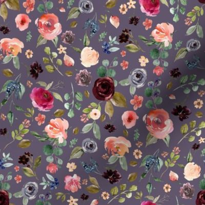 8" Charlotte Free Falling Florals - Grape