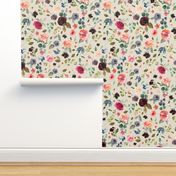 8" Charlotte Free Falling Florals - Latte