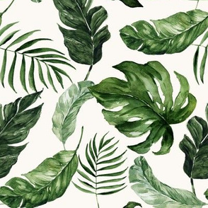 8" Tropical Rain Forest Leaves // Bianca White