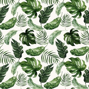 4" Tropical Rain Forest Leaves // Bianca White