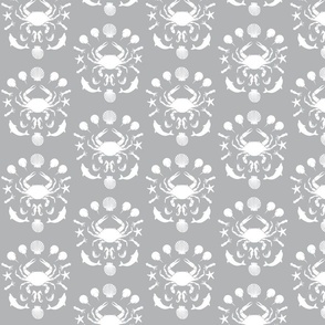 Seafood Toile - Grey & White - SMALL