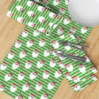 Jolly Santa w/ Christmas Candy – Kelly + Bright Green Stripes – Kids Xmas Fabric Ginger