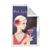 Pink Lady  - Cocktail recipe tea towel