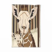 Giraffe Mother and Baby Tea Towel