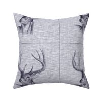 12” Blue Rustic Buck with Cut Lines - Pillow. Squares