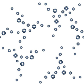 French Blue Dots on White Abstract