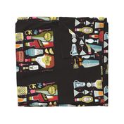 Cheers-Mid Century Style Retro Bar Cart Tea Towel