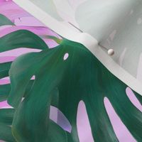 Bright Tropical Emerald Jungle on pink - custom color edit