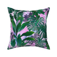 Bright Tropical Emerald Jungle on pink - custom color edit