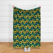 Sunny Sunflowers - Emerald - Large 