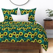 Sunny Sunflowers - Emerald - Large 