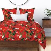 Botanical Vintage Floral Crimson