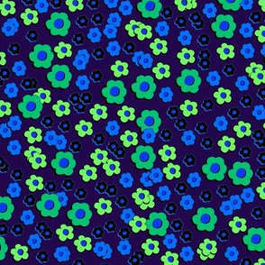 1960s daisies in the dark - navy