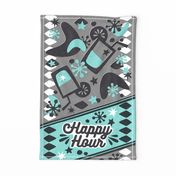 Happy Hour Tea Towel Gray