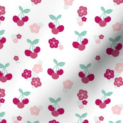 Cherry blossom colorful fruit garden cherries and flowers maroon pink girls summer spring