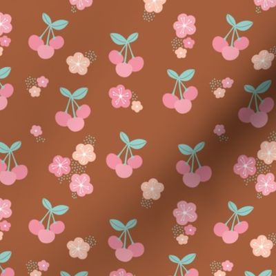 Cherry blossom colorful fruit garden cherries and flowers copper brown mint pink girls summer spring
