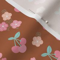 Cherry blossom colorful fruit garden cherries and flowers copper brown mint pink girls summer spring