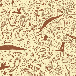 Scattered Critters Pattern (Brown)
