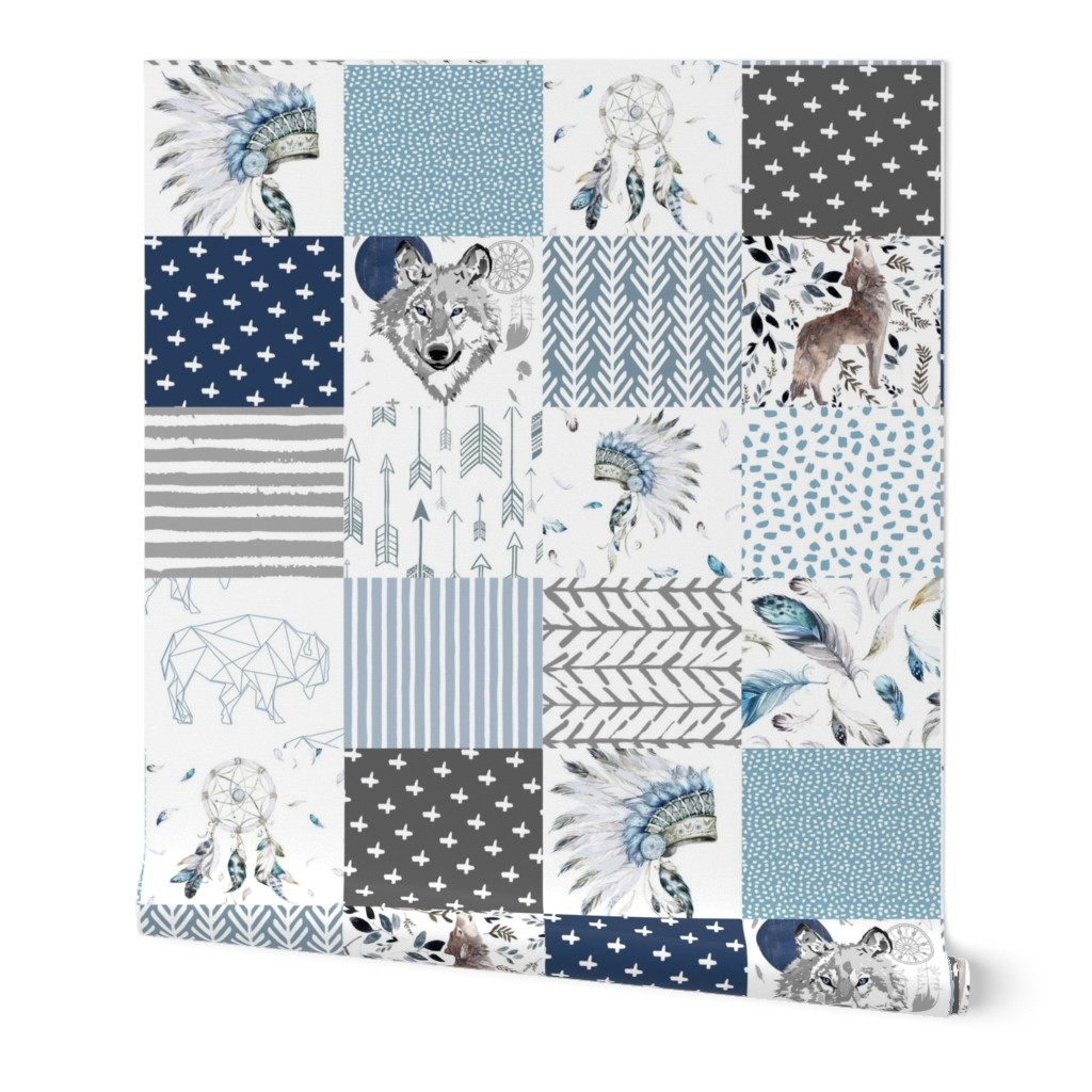 8" Boys Boho Cheater Quilt Wholecloth