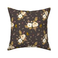 8" Gold and Ivory Florals - Brown