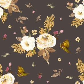 8" Gold and Ivory Florals - Brown