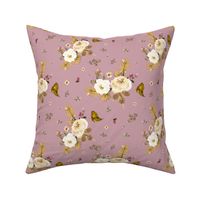 8" Gold and Ivory Florals - Winter Mauve