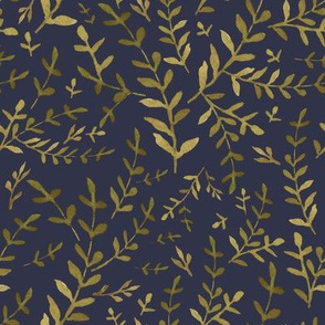 8" Autumn Harvest Leaves Muted Navy