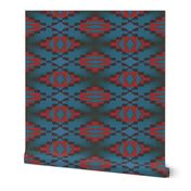 Native American Cherokee Blanket Navy Red