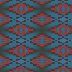 Native American Cherokee Blanket Navy Red