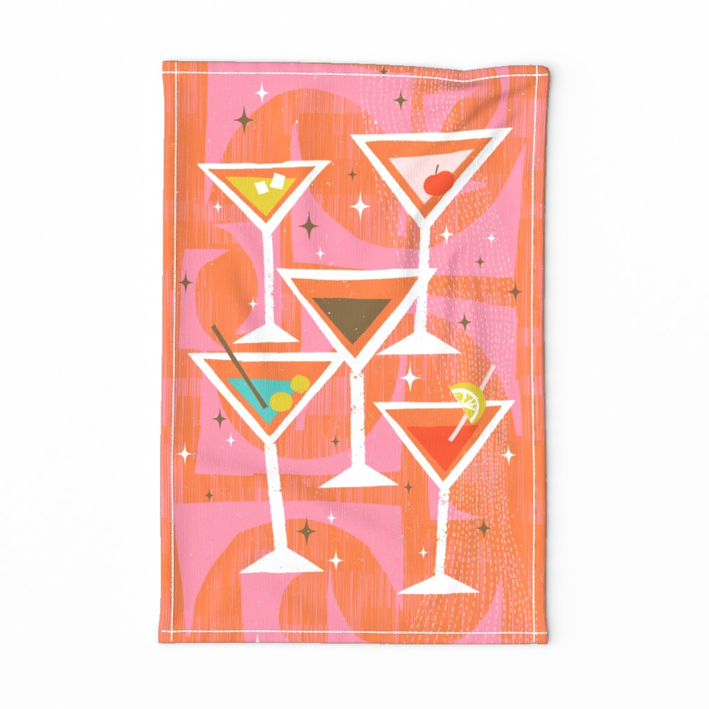 Retro Drinks Tea Towel M+M Tangerine by Friztin