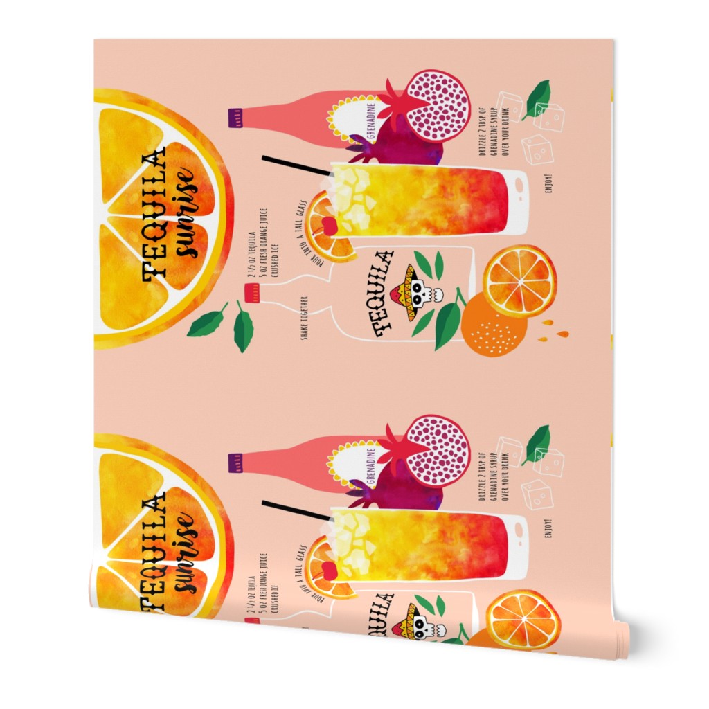 Tequila Sunrise Cocktail recipe tea towel