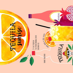 Tequila Sunrise Cocktail recipe tea towel