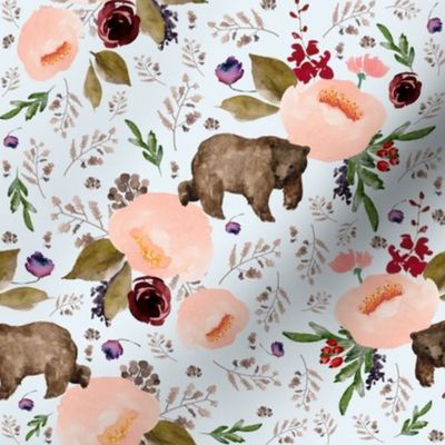 8" Floral Trail Bear - Ice