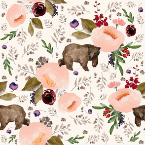 21" Floral Trail Bear - Ivory