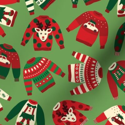 Ugly Christmas Sweaters green, red, white
