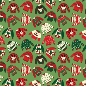 Ugly Christmas Sweaters green, red, white