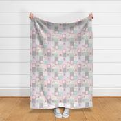 3" BLOCKS- Woodland Patchwork- I Love You a Bushel and a Peck Quilt Top (rotated) - Baby Girl Blanket Gray Lavender Pink