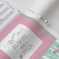 3" BLOCKS- Woodland Patchwork- I Love You a Bushel and a Peck Quilt Top - Baby Girl Blanket Gray Lavender Pink